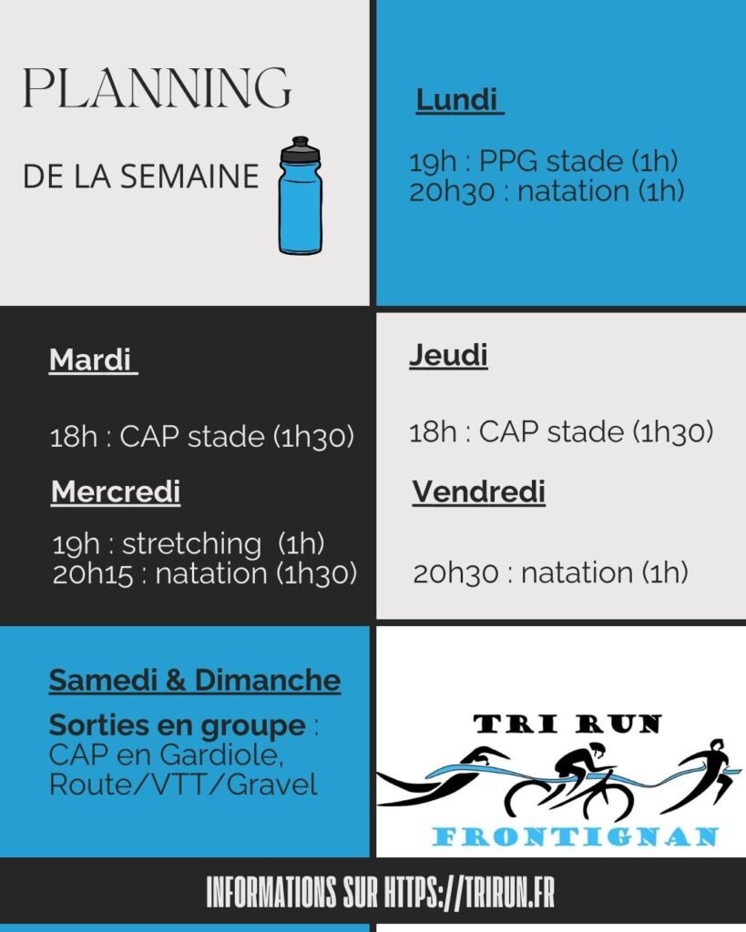 planning des entrainements du tri run frontignan